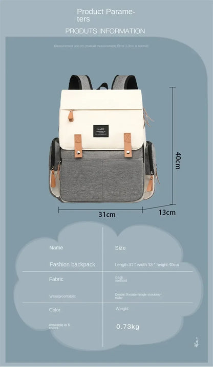 Flap-Top Diaper Backpack with Front Storage Pockets, Two Stroller Hooks and 53 x 34 cm Changing Mat for Baby Essentials and Everyday Parent Outings