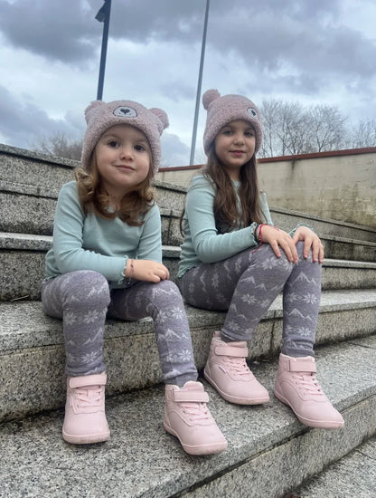 Winter Barefoot High-Top Shoes for Kids by HOBIBEAR, Wide Toe Box, Faux Fur Lining, Zero-Drop Rubber Sole and Adjustable Hook-and-Loop Strap