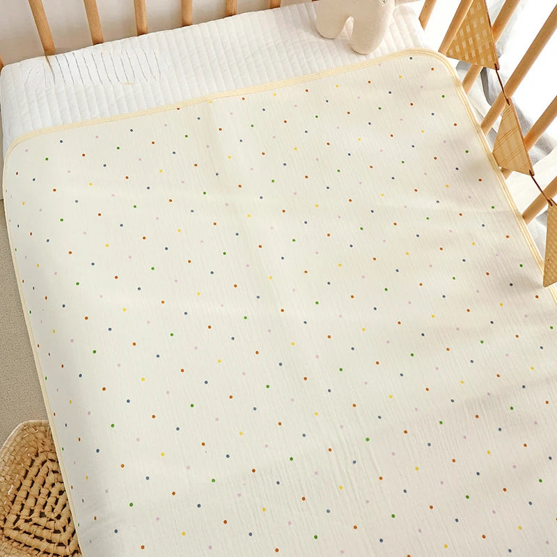 Washable Cotton Diaper Changing Mat, Large Waterproof Baby Changing Pad with Printed Designs for Everyday Nursery Diaper Care