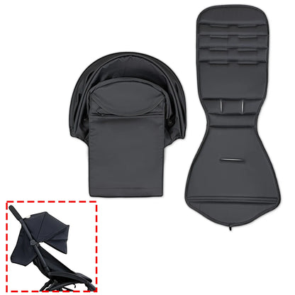 Stroller Canopy Cover and Padded Seat Set Compatible with Babyzen YOYO and YOYO2, 600D Replacement Fabric with Rear Zipper Pocket and Color Options