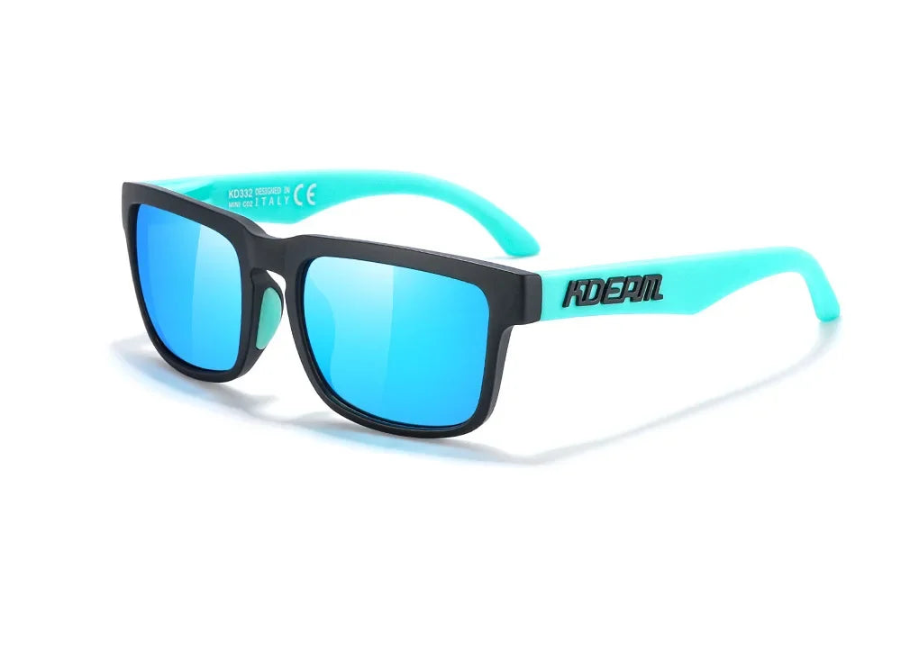Kids Square Polarized Sunglasses by KDEAM, Lightweight TR90 Frames with Silicone Nose Pads for Boys and Girls Outdoor Play and Travel