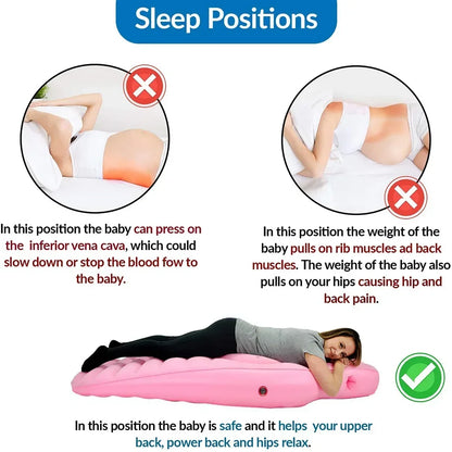 Pregnancy Lounging Mat with Belly Opening, Inflatable Maternity Body Pillow with Flocked PVC Surface, 170 cm Rest Cushion for Expecting Moms