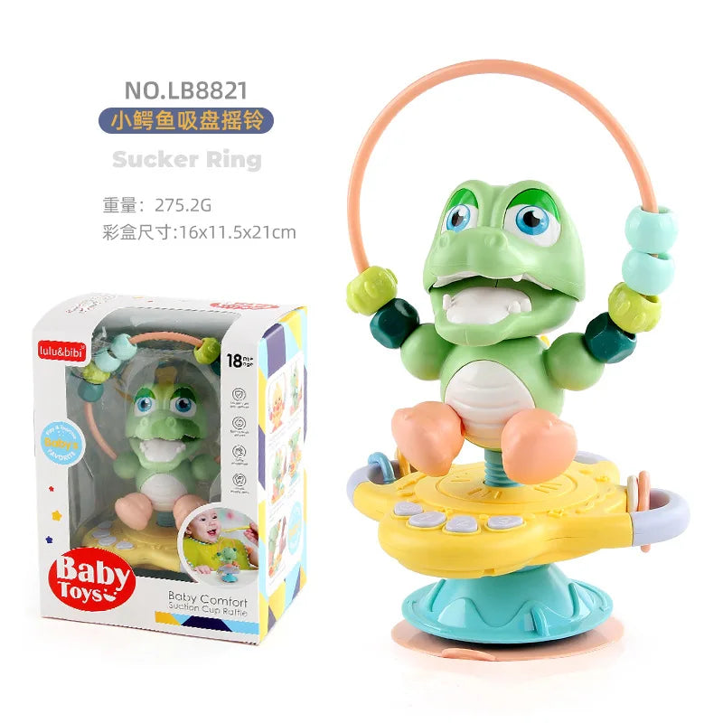 Animal Suction Activity Toy with Colorful Beads and Rattle Rings, Cartoon Tabletop Play Accessory for Supervised Reaching and Hands-On Exploration
