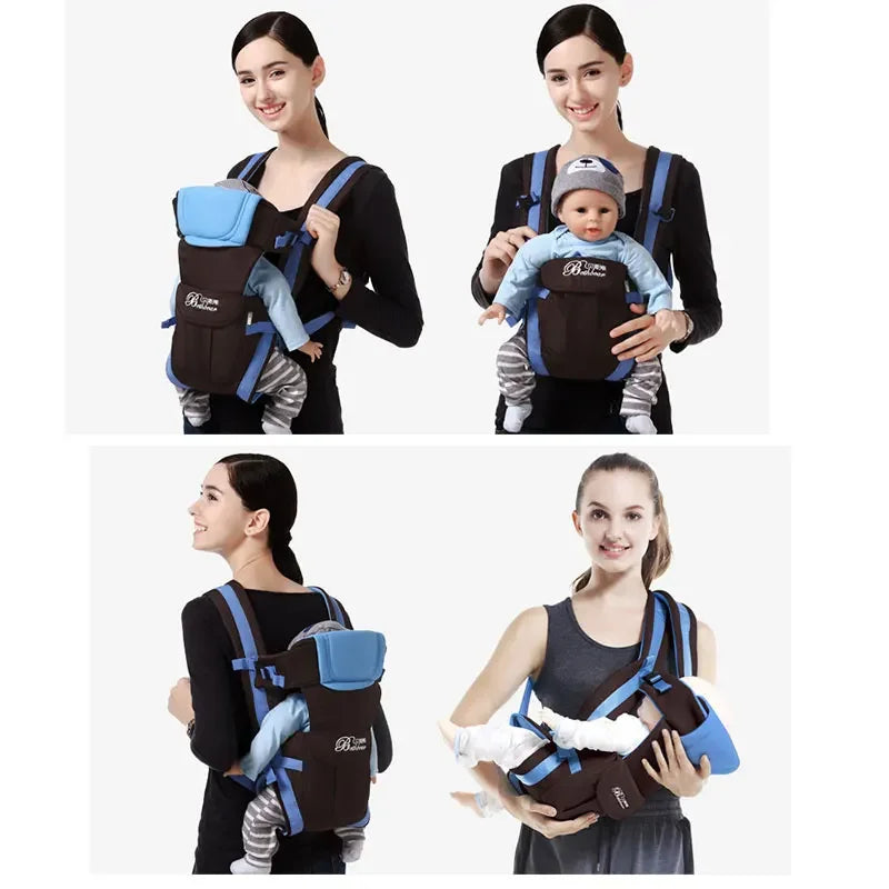 4-in-1 Baby Carrier with Adjustable Shoulder Straps and Buckle Fastenings, Structured Babywearing Carrier in Four Colors for Family Outings