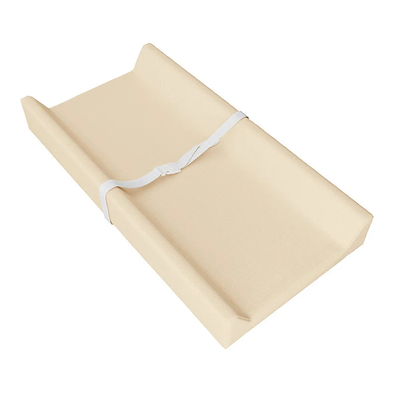 Diaper Changing Pad with Printed or Solid Color Designs, Contoured Sides and Buckle Strap, Wipeable Baby Mat for Dresser and Changing Table Care