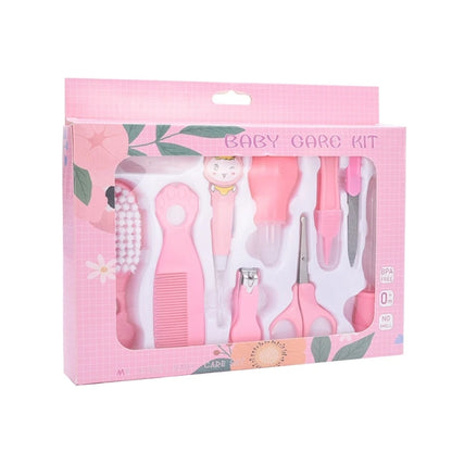 Newborn Grooming Essentials Kit with Zippered Storage Case, Baby Hair and Nail Care Tools in Blue or Pink, 8, 10 or 13-Piece Options