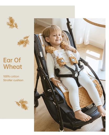 Stroller Liner and Harness Cover Set, Soft Printed Seat Cushion with Matching Strap Pads and Textured Panels in Five Decorative Print Options