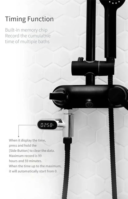 Inline Shower Water Thermometer with Large LED Temperature Display, First or Second Generation Options for Parent-Managed Bath Preparation