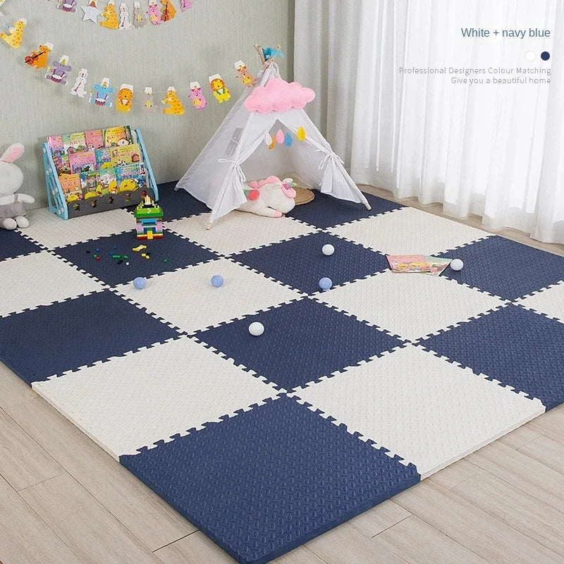 Baby Puzzle Play Mat with 30 cm Interlocking Foam Tiles, 1 cm Thick Textured Floor Padding in 8 or 16 Pieces for Supervised Indoor Play