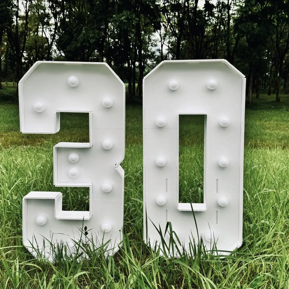 Light Up Marquee Numbers, 73 cm White KT Board Frames with Lights and Support Brackets for Birthday Backdrops and Anniversary Displays