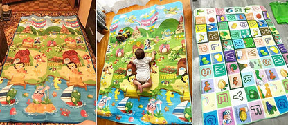 ABC Baby Crawling Mat 180 x 120 cm with Double-Sided Alphabet and Farm Prints, Foldable Foam Floor Play Rug with Handled Storage Bag
