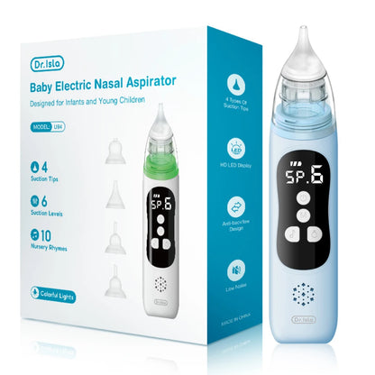 Silicone Tip Baby Nasal Aspirator with Adjustable Electric Suction, Low Noise Handheld Nose Cleaner for Infant and Young Child Care
