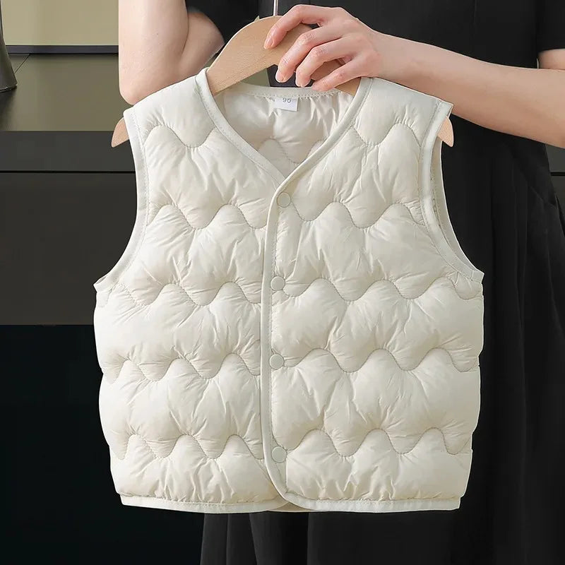 Quilted Toddler Vest with Snap-Front Closure, Solid Color Sleeveless Waistcoat for Boys and Girls in Sizes 2T–6T for Fall and Winter Layering