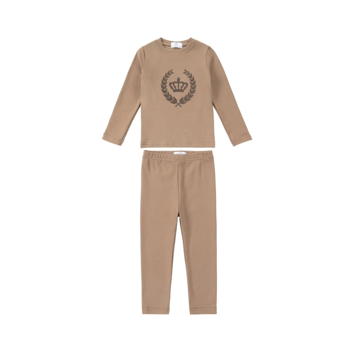 Royal Crown Kids Matching Outfits in Cotton Jersey with Velvet Crown Prints, Long-Sleeve Top and Pants or Dress Styles for Sibling Photos