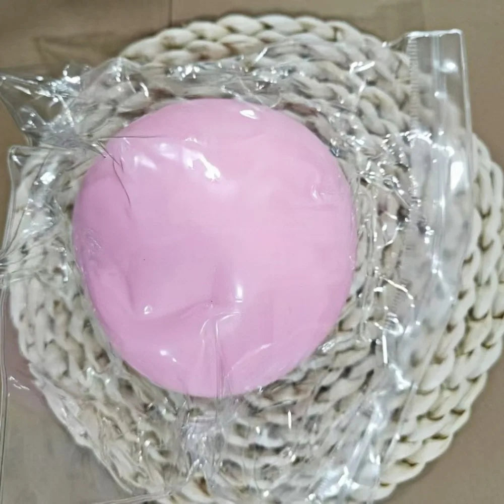 Squishy Stress Ball with Dough Filling, Soft TPR Round Squeeze Fidget in Yellow, Blue, Pink or White for Tactile Play and Desk Breaks