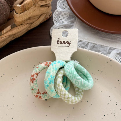 Floral and Plaid Hair Ties for Girls, Textured Elastic Ponytail Bands in Orange, Purple, Green, Yellow or Pink for Everyday Outfit Styling