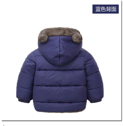 Toddler Bear Ear Hooded Jacket with Plush-Look Lining and Quilted Zip-Up Design, Kids Winter Outerwear for Boys and Girls in Sizes 24M-6T