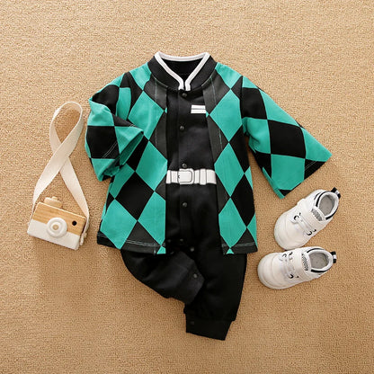 Baby Cosplay Romper with Anime-Inspired Layered Outfit Styling, Long Sleeve Cotton Infant Costume for Boys and Girls Photos and Halloween, 59-90 cm