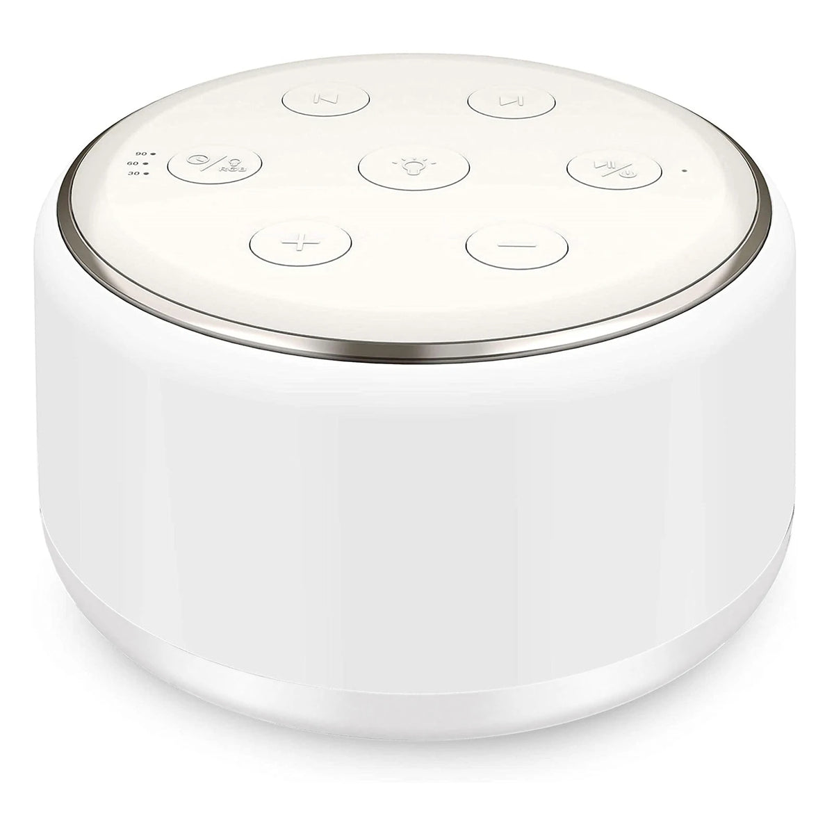34-Sound White Noise Machine with 7-Color Dimmable Night Light, 32 Volume Levels, 30/60/90-Minute Timer and USB-C Rechargeable Battery
