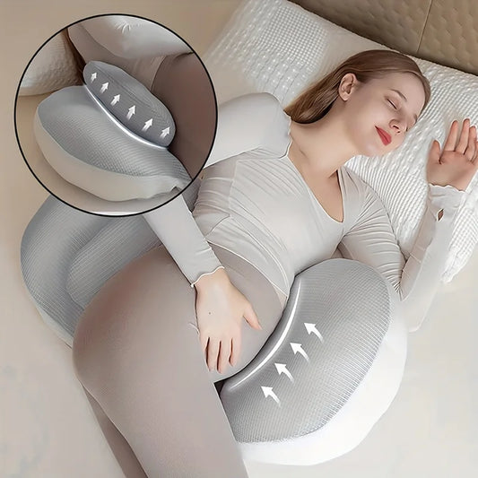 Compact Pregnancy Side Sleeper Pillow with Belly and Back Cushions, Removable Washable Cover Maternity Rest Pillow in Grey, Pink, Green or Blue