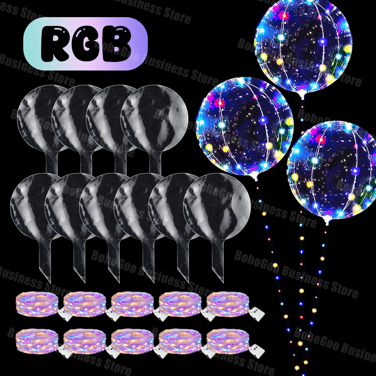 LED Light Up Balloons with Batteries and Clear Bobo Balloon Design, 10-100 Set Options for Wedding Receptions, Proposals and Birthday Party Decor