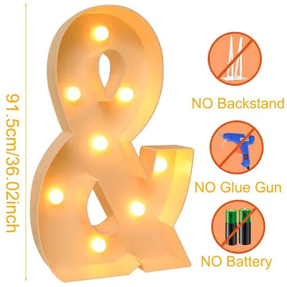 Giant Marquee Letter Frame Box, 91.5cm LED Light-Style Alphabet Display for DIY Names, Baby Showers, First Birthdays and Wedding Party Decor