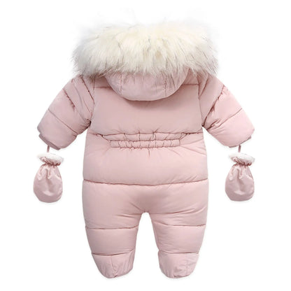 Infant Winter Snowsuit with Hood, Double Front Zippers and Quilted Design, Fleece-Lined Baby One-Piece for Boys and Girls, 3-24 Months