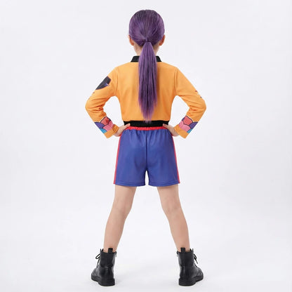 Girls Cosplay Costume Set for Halloween, Dance Performances and Dress-Up with Jacket, T-Shirt and Shorts or Top-and-Pants Outfit Options