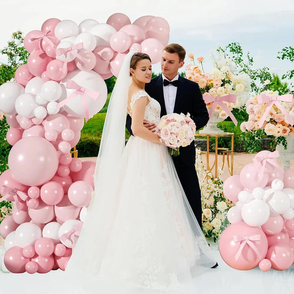 Pink Balloon Arch Kit with White and Pastel Pink Balloons for Birthday Parties, Bridal Showers, Weddings and Anniversary Decorations
