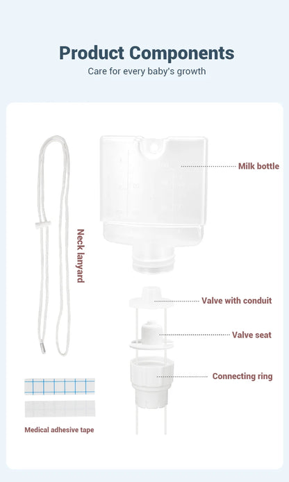 Supplemental Nursing System with Milk Collection Bottle and Feeding Tube, Polypropylene Breastfeeding Aid Kit for Assisted Feeding Routines