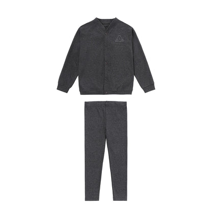 Jersey Sibling Matching Outfits in Gray and Navy, Long Sleeve Girls Maxi Dress and Embroidered Boys Set Options with Cotton Rayon Stretch Blend
