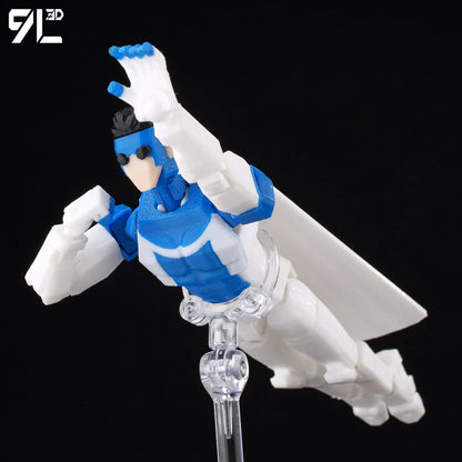 Articulated Superhero Action Figure, 3D Printed PETG Collectible with 30+ Poseable Joints, Interchangeable Parts and Accessories for Display