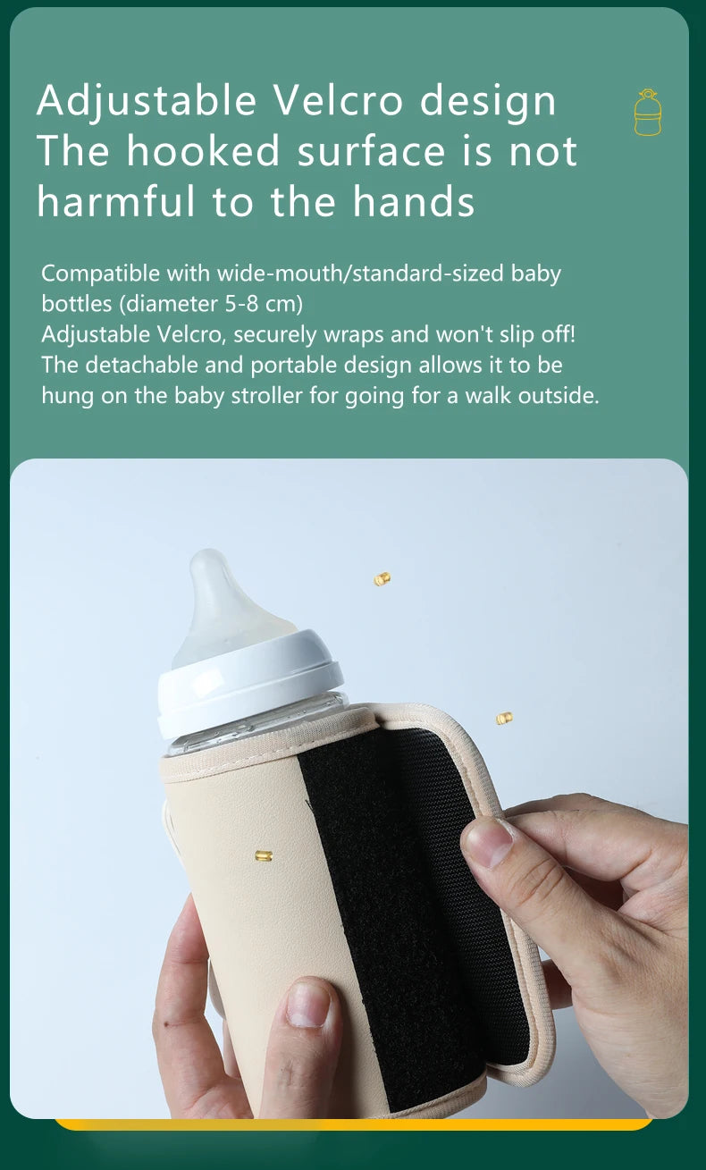 Digital Bottle Warming Wrap with 21 Temperature Levels, USB Powered Baby Milk Warmer Sleeve for Travel Using a 5V 2A External Power Source