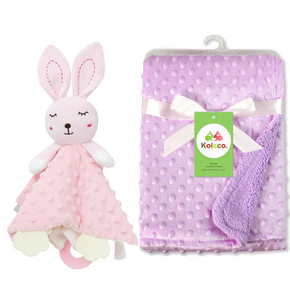 Personalized Minky Baby Blanket and Animal Lovey Options with Custom Name Embroidery, Textured Dot Keepsake for Boys and Girls and Baby Shower Gifts