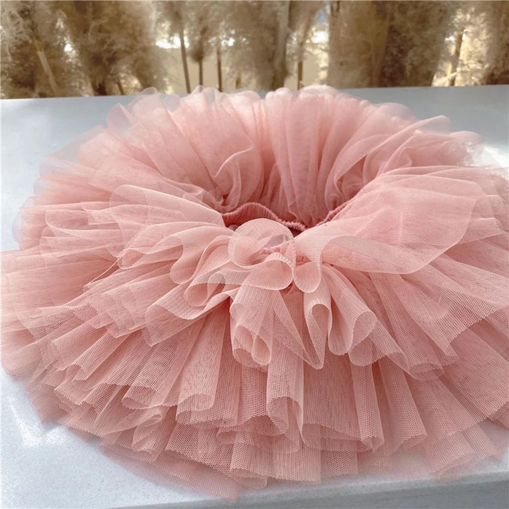 Tiered Tulle Tutu Skirt for Toddler and Little Girls with Gathered Waistband, Fluffy Solid Color Pettiskirt for Birthdays, Dance and Dress-Up