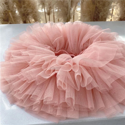 Tiered Tulle Tutu Skirt for Toddler and Little Girls with Gathered Waistband, Fluffy Solid Color Pettiskirt for Birthdays, Dance and Dress-Up