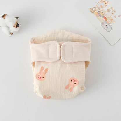 Baby Wrap Cloth Diaper with Adjustable Waist Tabs, Reusable Cotton Nappy in Animal and Rainbow Prints, Single-Piece Infant Changing Essential