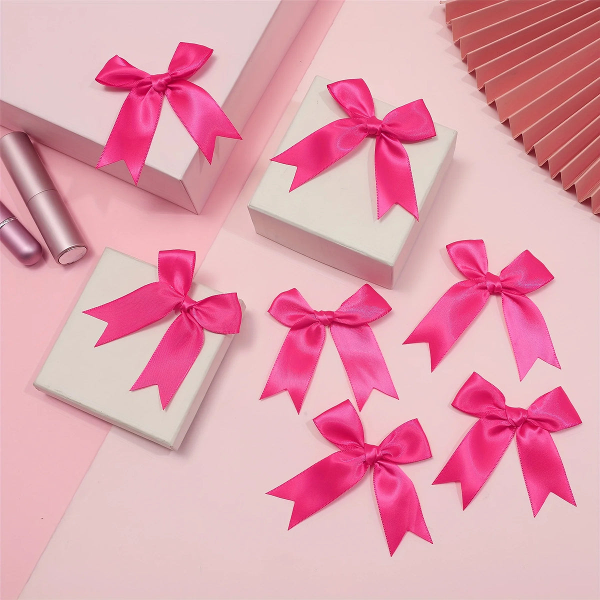 Satin Ribbon Bows 50-Piece Pack for Gift Wrapping, Wedding Favors, Birthday Decorations and Holiday Crafts in Multiple Color Options
