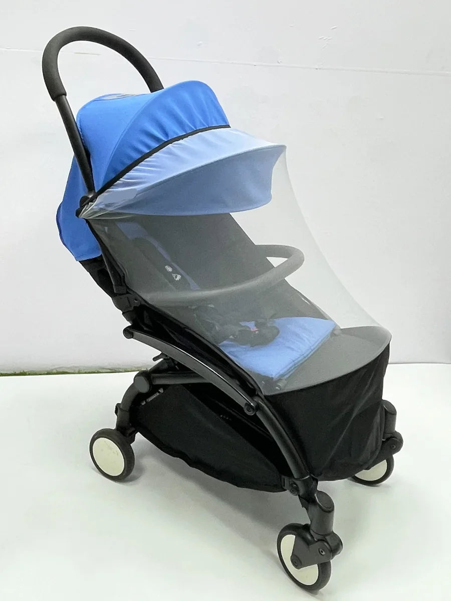 Stroller Mosquito Net with Foot Pocket, Black Polyester Mesh Insect Cover for YOYO-Style Pushchairs, Outdoor Park Walks and Family Travel