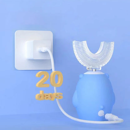 Children’s Rechargeable Toothbrush with U-Shaped Silicone Head, Cartoon Handle, Three Sonic Modes and Automatic Timer for Ages 2–15