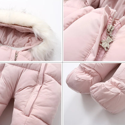 Infant Winter Snowsuit with Hood, Double Front Zippers and Quilted Design, Fleece-Lined Baby One-Piece for Boys and Girls, 3-24 Months