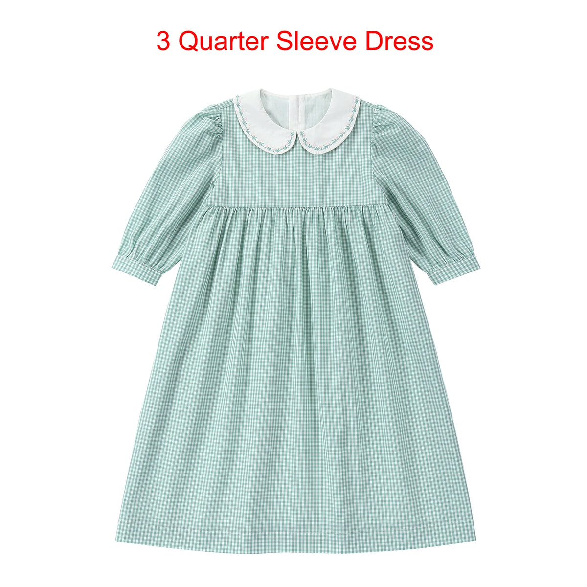 Sage Green Gingham Kids Outfits with Cotton Girls Dress and Baby Romper Options, Lyocell Knit Layers and Boys Separates for Sibling Family Photos