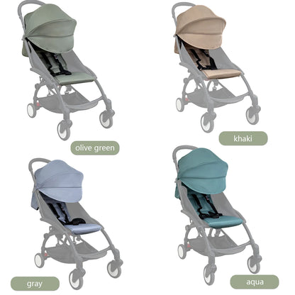 Stroller Canopy Cover and Padded Seat Set Compatible with Babyzen YOYO and YOYO2, 600D Replacement Fabric with Rear Zipper Pocket and Color Options