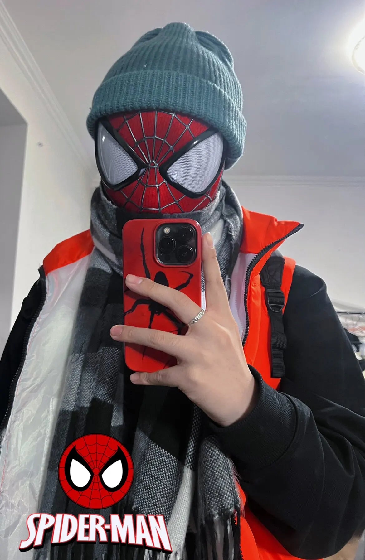 Spider-Man Cosplay Mask, Handmade Garfield-Version Inspired Collectible for Costume Photos, Halloween Events and Superhero Fan Birthday Gifts