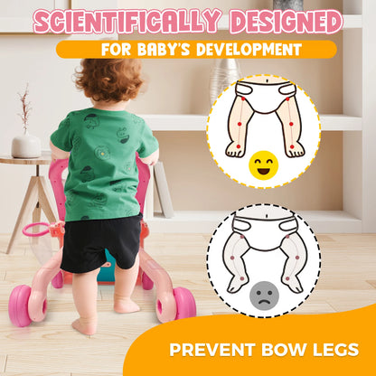 Musical Toddler Push Walker with Animal Activity Panel, Wheeled Handle Toy for Ages 18 Months and Up in Rabbit, Lion, Unicorn, Frog and Spider Styles