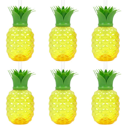 Fruit Shaped Party Cups in Pineapple, Coconut and Strawberry Designs, 6 or 10-Piece Plastic Drink Cup Sets for Luau Birthdays and Summer Celebrations