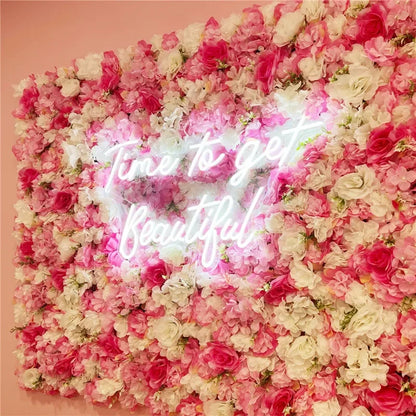 Artificial Flower Wall Panels with Fabric Roses, 40 x 60 cm Reusable Floral Backdrop for Baby Showers, Weddings, Birthdays & Home Decor