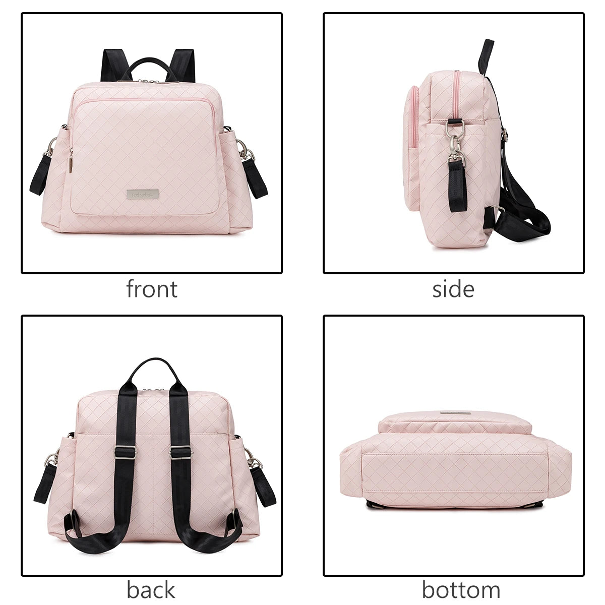 Diaper Bag Backpack with Wide Front Zip Pocket, SOBOBA Baby Essentials Organizer with Side Pockets and Top Handle, 34 x 32 x 12 cm