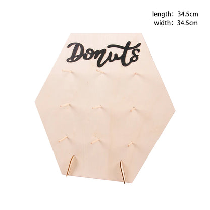 Donut Display Stand for Baby Shower Dessert Tables, Wooden Doughnut Holder for Wedding Receptions and Birthday Party Decorations