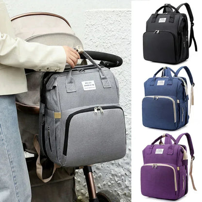Diaper Bag Backpack with Fold-Out Changing Station, Large Capacity Baby Essentials Organizer with Bottle Pockets and Changing Mat for Parents